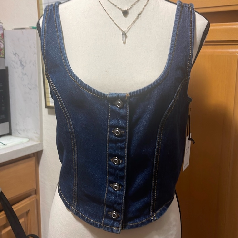 Beautiful Denim Vest Brand New. Summer or all year round styles!!!! With button